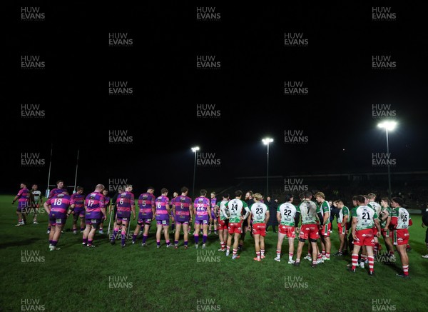 161025 - Ebbw Vale v Llandovery, Super Rugbi Cymru - The players applaud each other off at the end of the match