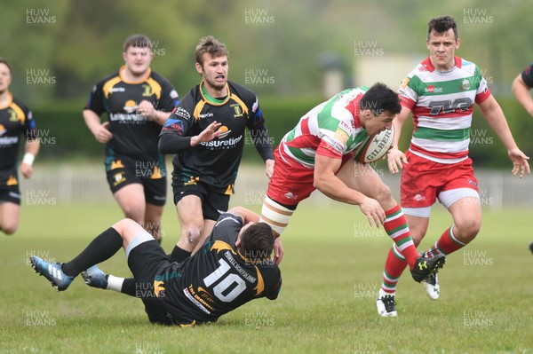 060517 - Ebbw Vale - v - Merthyr - Welsh Premiership Tier 1 - Ebbw's Dominic Franchi is tackled by Merthyr's Dean Gunter