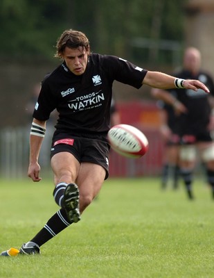 160906 - Ebbw Vale v Neath - The Principality Premiership - Neath's Aled Bevan kicks at goal 