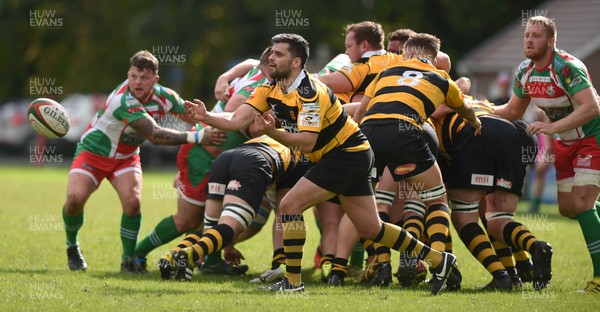 160917 - Ebbw Vale v Newport - Principality Premiership - Newport's Ryan James bases out from a scrum