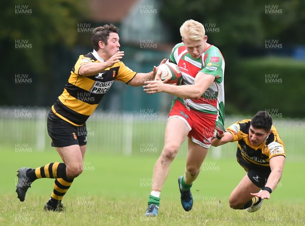 160917 - Ebbw Vale v Newport - Principality Premiership - Ebbw's Toby Fricker splits the Newport defence