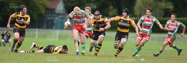 160917 - Ebbw Vale v Newport - Principality Premiership - Ebbw's Toby Fricker running through Newport's defence