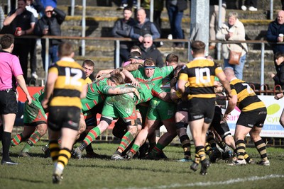 010325 - Ebbw Vale v Newport - Super Rygbi Cymru - Adam Court of Ebbw Vale pushes over to score the first try of the game