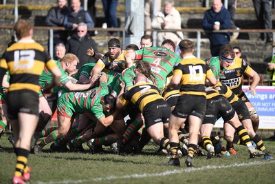 010325 - Ebbw Vale v Newport - Super Rygbi Cymru - Adam Court of Ebbw Vale pushes over to score the first try of the game