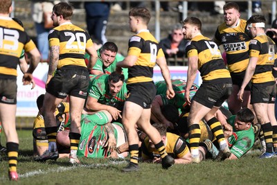 010325 - Ebbw Vale v Newport - Super Rygbi Cymru - Joe Franchi of Ebbw Vale scores a try