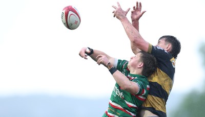 030526 - Ebbw Vale v Newport RFC, Super Rugbi Cymru Play Off Semi-Final - Sion Parry of Ebbw Vale and Callum Bradbury of Newport compete for the ball