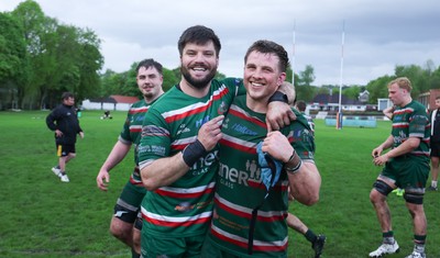 030526 - Ebbw Vale v Newport RFC, Super Rugbi Cymru Play Off Semi-Final - Player of the match Sion Parry of Ebbw Vale celebrates with team mates at the end of the match