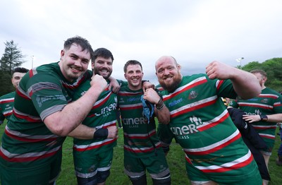 030526 - Ebbw Vale v Newport RFC, Super Rugbi Cymru Play Off Semi-Final - Player of the match Sion Parry of Ebbw Vale celebrates with team mates at the end of the match