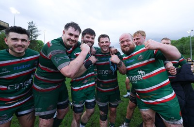 030526 - Ebbw Vale v Newport RFC, Super Rugbi Cymru Play Off Semi-Final - Player of the match Sion Parry of Ebbw Vale celebrates with team mates at the end of the match