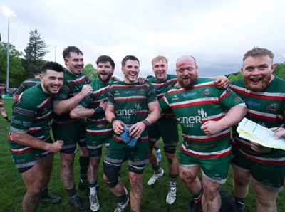 030526 - Ebbw Vale v Newport RFC, Super Rugbi Cymru Play Off Semi-Final - Player of the match Sion Parry of Ebbw Vale celebrates with team mates at the end of the match