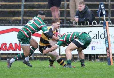 030526 - Ebbw Vale v Newport RFC, Super Rugbi Cymru Play Off Semi-Final - Fin Baker of Newport is tackled just short of the line