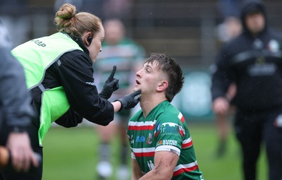 030526 - Ebbw Vale v Newport RFC, Super Rugbi Cymru Play Off Semi-Final - Dylan Edwards of Ebbw Vale receives a medical test after picking up a knock