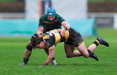 030526 - Ebbw Vale v Newport RFC, Super Rugbi Cymru Play Off Semi-Final - Brogan Leary of Newport is held by Sion Parry of Ebbw Vale