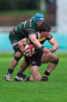 030526 - Ebbw Vale v Newport RFC, Super Rugbi Cymru Play Off Semi-Final - Brogan Leary of Newport is held by Sion Parry of Ebbw Vale