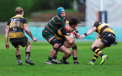 030526 - Ebbw Vale v Newport RFC, Super Rugbi Cymru Play Off Semi-Final - Brogan Leary of Newport is held by Sion Parry of Ebbw Vale