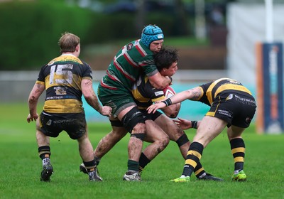 030526 - Ebbw Vale v Newport RFC, Super Rugbi Cymru Play Off Semi-Final - Brogan Leary of Newport is held by Sion Parry of Ebbw Vale