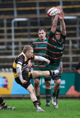 030526 - Ebbw Vale v Newport RFC, Super Rugbi Cymru Play Off Semi-Final - Curtis Gregory of Ebbw Vale looks to charge down a kick from Lucus Welch of Newport
