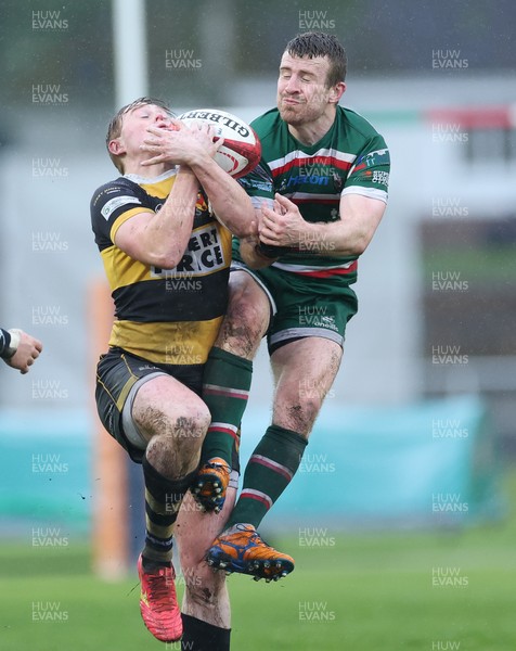 030526 - Ebbw Vale v Newport RFC, Super Rugbi Cymru Play Off Semi-Final - Oli Andrew of Newport and Jon Evans of Ebbw Vale compete for the ball