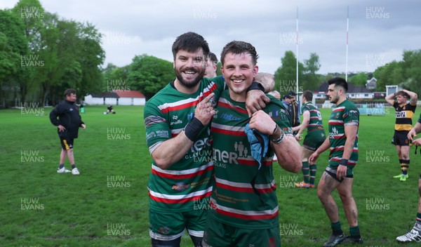 030526 - Ebbw Vale v Newport RFC, Super Rugbi Cymru Play Off Semi-Final - Player of the match Sion Parry of Ebbw Vale celebrates with team mates at the end of the match