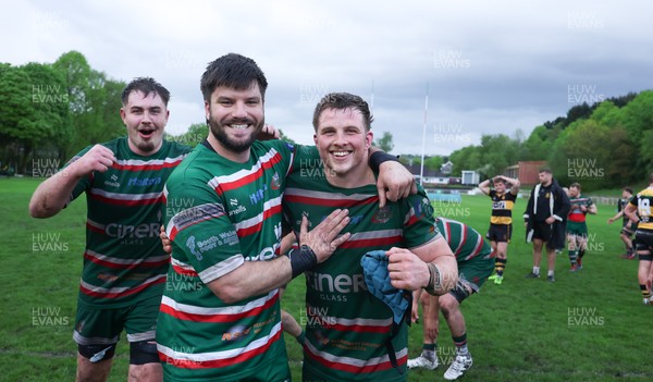 030526 - Ebbw Vale v Newport RFC, Super Rugbi Cymru Play Off Semi-Final - Player of the match Sion Parry of Ebbw Vale celebrates with team mates at the end of the match