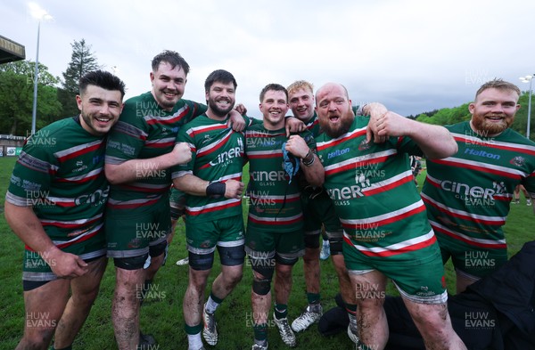 030526 - Ebbw Vale v Newport RFC, Super Rugbi Cymru Play Off Semi-Final - Player of the match Sion Parry of Ebbw Vale celebrates with team mates at the end of the match