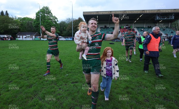 030526 - Ebbw Vale v Newport RFC, Super Rugbi Cymru Play Off Semi-Final - Jon Evans of Ebbw Vale with his family at the end of the match