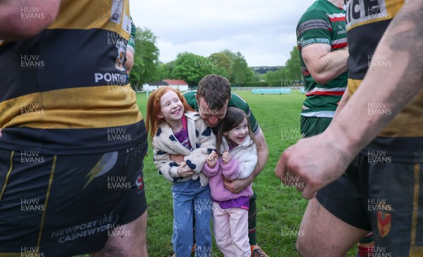 030526 - Ebbw Vale v Newport RFC, Super Rugbi Cymru Play Off Semi-Final - Jon Evans of Ebbw Vale with his family all smiles as they applaud Newport off