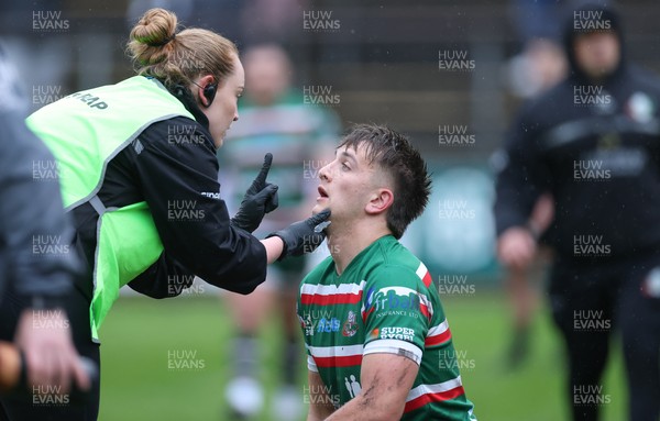 030526 - Ebbw Vale v Newport RFC, Super Rugbi Cymru Play Off Semi-Final - Dylan Edwards of Ebbw Vale receives a medical test after picking up a knock