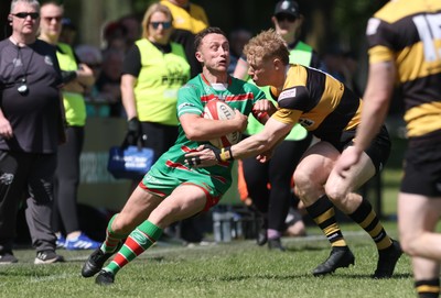 180525 - Ebbw Vale  v Newport RFC, Super Rygbi Cymru Grand Final - Ryan Gardner of Ebbw Vale takes on Iestyn Galton of Newport