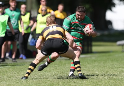 180525 - Ebbw Vale  v Newport RFC, Super Rygbi Cymru Grand Final - Luke Garrett of Ebbw Vale takes on Iestyn Galton of Newport