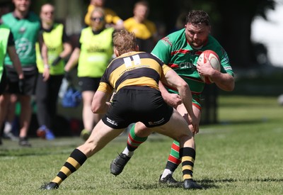 180525 - Ebbw Vale  v Newport RFC, Super Rygbi Cymru Grand Final - Luke Garrett of Ebbw Vale takes on Iestyn Galton of Newport