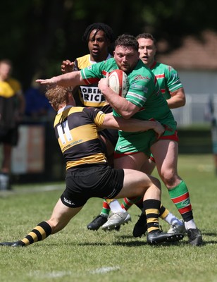 180525 - Ebbw Vale  v Newport RFC, Super Rygbi Cymru Grand Final - Luke Garrett of Ebbw Vale takes on Iestyn Galton of Newport