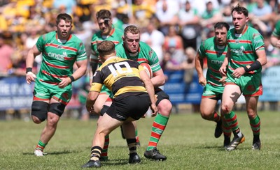 180525 - Ebbw Vale  v Newport RFC, Super Rygbi Cymru Grand Final - Jack Pope of Ebbw Vale takes on Jac Lloyd of Newport