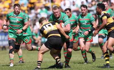 180525 - Ebbw Vale  v Newport RFC, Super Rygbi Cymru Grand Final - Jack Pope of Ebbw Vale takes on Jac Lloyd of Newport