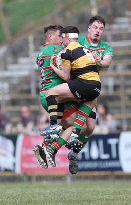 180525 - Ebbw Vale  v Newport RFC, Super Rygbi Cymru Grand Final - Dafydd Buckland of Newport wins the battle for the ball