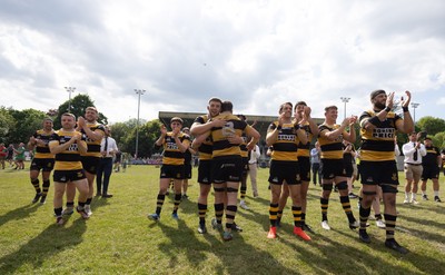 180525 - Ebbw Vale  v Newport RFC, Super Rygbi Cymru Grand Final - Newport players thank their supporters at the end of the match