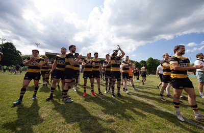 180525 - Ebbw Vale  v Newport RFC, Super Rygbi Cymru Grand Final - Newport players thank their supporters at the end of the match