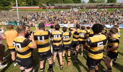 180525 - Ebbw Vale  v Newport RFC, Super Rygbi Cymru Grand Final - Newport players thank their supporters at the end of the match
