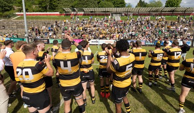 180525 - Ebbw Vale  v Newport RFC, Super Rygbi Cymru Grand Final - Newport players thank their supporters at the end of the match