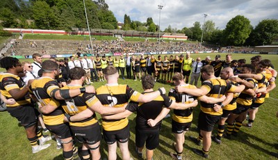 180525 - Ebbw Vale  v Newport RFC, Super Rygbi Cymru Grand Final - Newport huddle together at the end of the match
