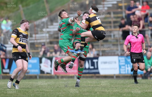 180525 - Ebbw Vale  v Newport RFC, Super Rygbi Cymru Grand Final - Dafydd Buckland of Newport wins the battle for the ball