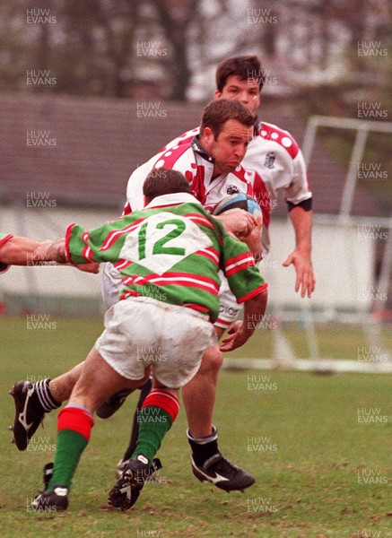 190497 - Ebbw Vale v Pontypridd - David Manley is tackled by Mike Boys