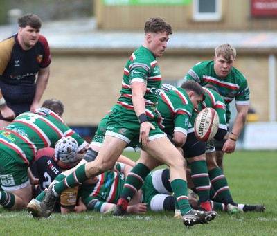 040426 - Ebbw Vale v RGC - Super Rygbi Cymru (SRC) - Dan Buffery of Ebbw Vale kicks the ball from the ruck
