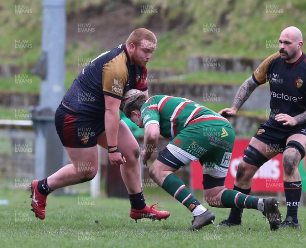 040426 - Ebbw Vale v RGC - Super Rygbi Cymru (SRC) - Pedr Jones of RGC is tackled by Curtis Gregory of Ebbw Vale
