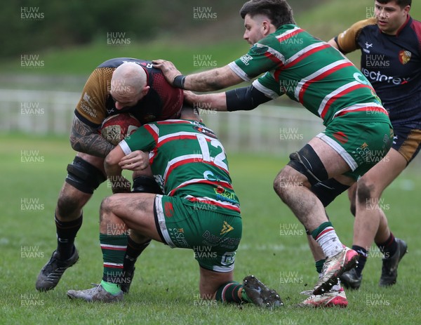 040426 - Ebbw Vale v RGC - Super Rygbi Cymru (SRC) - Billy McQueen of RGC is tackled by Dom Franchi of Ebbw Vale