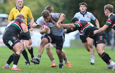 260926 - Ebbw Vale v RGC - Super Rygbi Cymru (SRC) - Dafydd Thirskof RGC is tackled by Liam Lewis of Ebbw Vale