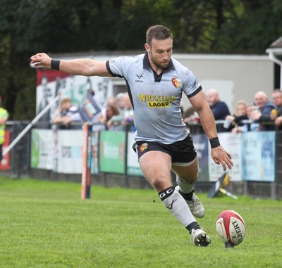 260926 - Ebbw Vale v RGC - Super Rygbi Cymru (SRC) - Billy McBryde of RGC takes the conversion