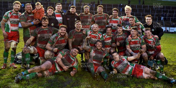 060118 - Ebbw Vale v RGC1404 - WRU National Cup - Ebbw Vale players celebrating after the game