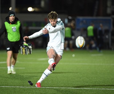291125 - Edinburgh Rugby v Ospreys - United Rugby Championship - Jack Walsh of Ospreys hits the posts with a first half conversion