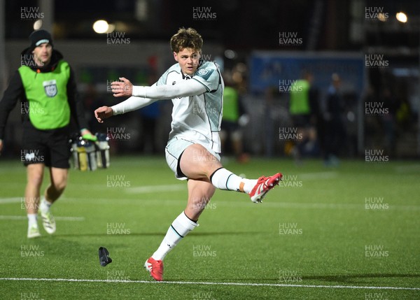 291125 - Edinburgh Rugby v Ospreys - United Rugby Championship - Jack Walsh of Ospreys hits the posts with a first half conversion